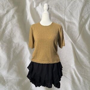 Sag Harbor Short Sleeve Gold Sweater